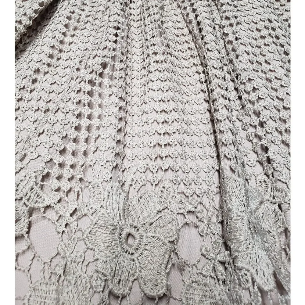J. Gee Vintage 90s Crochet Knit Midi Skirt in Tan Khaki - Size Medium